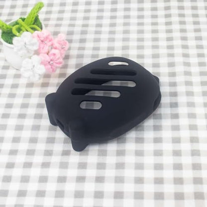 Soft Silicone Case for JBL CLIP5 Bluetooth Speaker Protective Cover Anti-Slip and Anti-Fall Fun Design with Paw Prints & Eyes Solid-Color Protector Sleeve (Black) - color: Black