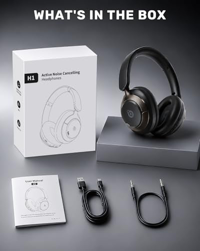 Boean Active Noise Cancelling Headphones, Bluetooth 6.0 Wireless Over Ear Headphones with 120H Playtime, 360° Spatial Audio & 5 ENC Mics, Soft Memory Foam, Transparency Mode for Office Travel Gaming