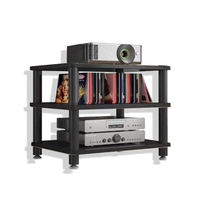 HiFi Racks Media Components Cabine, Heavy Duty Audio Component Stand, Amplifier Console Shelf Organizer, 2/3/4 Tier Speaker Audio Rack Tower(Black,3-Tier) - color: Black, size: 3-Tier