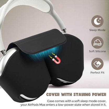 ProCase AirPods Max & AirPods Max 2 Travel Case with Sleep Mode Cover | Shockproof EVA Shell with Soft Lining, Mesh Pocket, Hand Strap & Carabiner for Travel - Black - color: Black, size: Sleep Mode Version