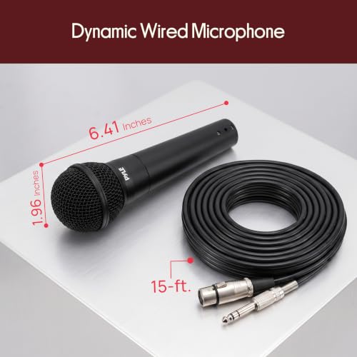 Pyle Dynamic Microphone | Cardioid Wired Karaoke Mic with 15ft Cable - color: Classic Black
