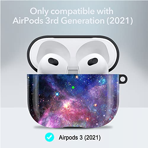 Compatible with Airpods 3rd Generation Case - Wonjury Protective Hard Compatible with Airpods 3 Case Cover with Cleaner Kit Women Girls Keychain, Galaxy Marble - color: Galaxy Marble