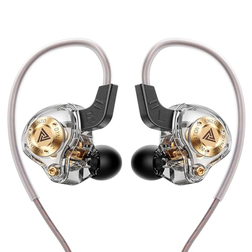 Piluyaa Wired Gaming Headphones IEM Earphones with 1DD，QKZ ENZO in Ear Monitor, HiFi USB C Earbuds, Bass Sound with New 11mm Dynamic Driver for Video Music Gaming (Grey) - color: Light GREY