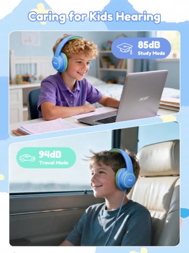 Acer OHW328 Kids Headphones Wired for School - Over Ear Design | 85/94dB Safe Volume, 3.5mm Jack Foldable Headphones for Kids Boys Girls Classroom Yoto Player Chromebook Travel Blue Green - color: Blue Green