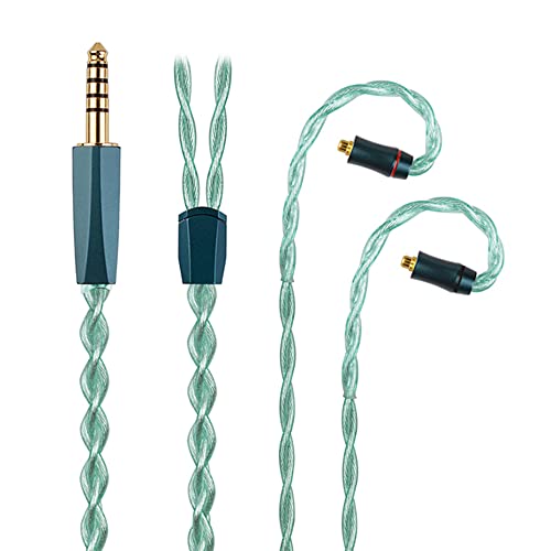 NICEHCK FourMix 4.4mm Balanced MMCX Green IEM Upgrade Cable HiFi Wire | 4-mixed conductor: Cu-Ag alloy,7N Cu,pure silver,6N silver-coated OCC; gold-plated beryllium copper MMCX pin; - color: Green