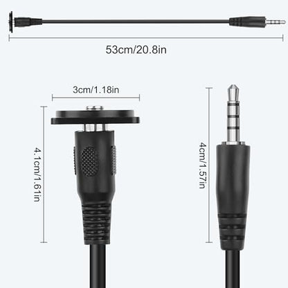 MEIRIYFA 3.5mm TRRS to D-Type Panel Mount Audio Extension Cable, 3.5mm 1/8" TRRS Male to D-Type Female 4 Pole Plug Stereo Headphone Cable for Headset, Laptop, Microphone - 53CM - style: 3.5MM TRRS Male