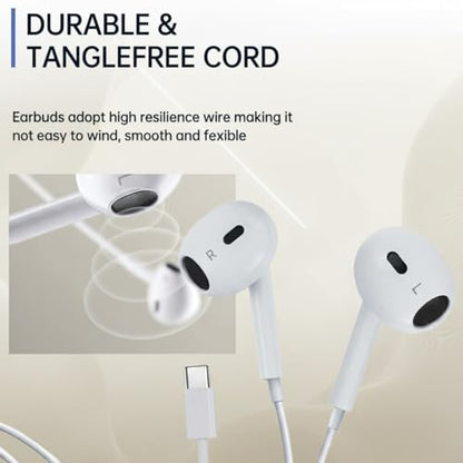 2 Pack USB C Headphones, Wired Earbuds for iPhone 17 16 15 Pro Max, 16e, 16 Plus & 15 Plus, USBC Ear Buds in-Ear Earphones with Microphone & Volume Control, Clear Stereo Sound & Noise Isolation