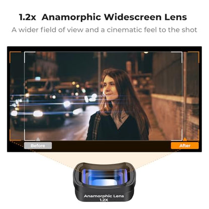 K&F CONCEPT Effect Lens & ND Filter Kit for DJI Osmo Pocket 4/3 | 1.2X Anamorphic Lens+ Wide-Angle Lens+ 10X Macro Lens+ ND8+ND32+ND128, Magnetic Attach/Multi-Coated/Optical Glass, FD161