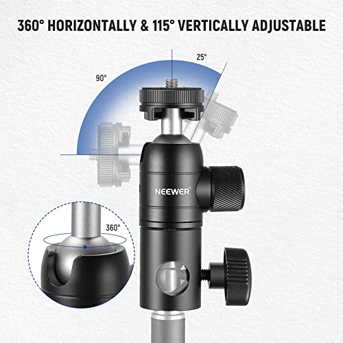 NEEWER Light Stand Mount Adapter w Cold Shoe & 1/4" Screw Mini Ball Head | Reversible Mounting Plate for Camera, Monitor, Ring Lights, Fits Flat Head, Boom Arm, C Stands, Max. Load 22lb/10kg - style: ST-GM06