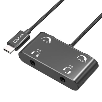 Cubilux USB C Headphone Splitter with Volume Control, Type C to 3.5mm Dual Earphones Audio Splitter for iPhone 17/16/15, iPad Pro 13/12.9/11, iPad Air 13/11, Galaxy S25/S24/S23, Pixel 10/9/8 Pro - style: USB C