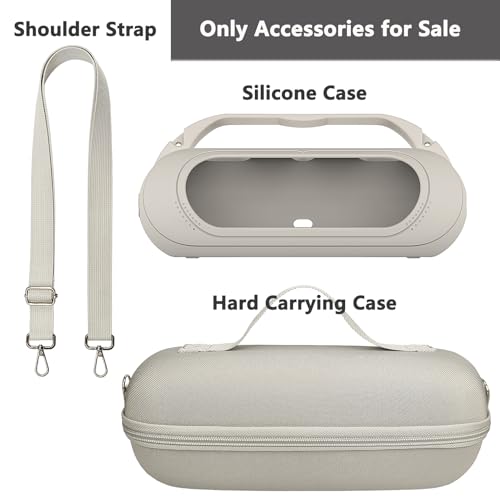Protective Case for Beats Pill Bluetooth Speaker with Handle | Silicone Cover and Hard Carrying Case for Beats Pill Speaker Accessories with Shoulder Strap (Light Gray) - color: Light Gray