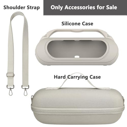 Protective Case for Beats Pill Bluetooth Speaker with Handle | Silicone Cover and Hard Carrying Case for Beats Pill Speaker Accessories with Shoulder Strap (Light Gray) - color: Light Gray