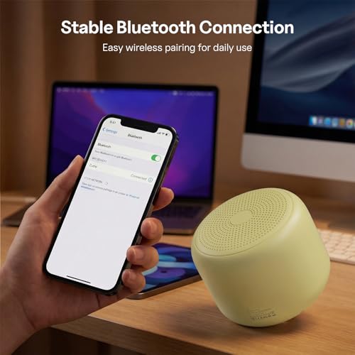 Bobtot Portable Bluetooth Speakers with Strap Easy to Carry Mini Speaker | Wireless Waterproof with Loud Stereo Sound, 20 Hours Playtime, Rechargeable Battery, Built-In Microphone, Beige - color: Beige