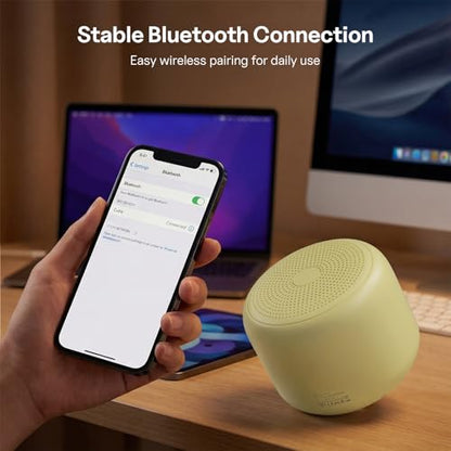 Bobtot Portable Bluetooth Speakers with Strap Easy to Carry Mini Speaker | Wireless Waterproof with Loud Stereo Sound, 20 Hours Playtime, Rechargeable Battery, Built-In Microphone, Beige - color: Beige