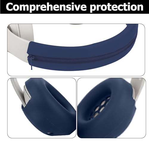 Studio Pro Silicone 2-in-1 Sweat Case Cover Set with Anti-Scratch Ear Pad Covers & Zipper Headband Cover – Compatible with Beats Studio Pro Wireless Headphones（Blue） - color: Blue 2-in-1