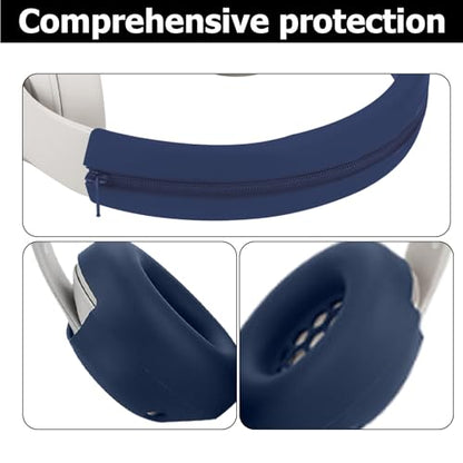 Studio Pro Silicone 2-in-1 Sweat Case Cover Set with Anti-Scratch Ear Pad Covers & Zipper Headband Cover – Compatible with Beats Studio Pro Wireless Headphones（Blue） - color: Blue 2-in-1