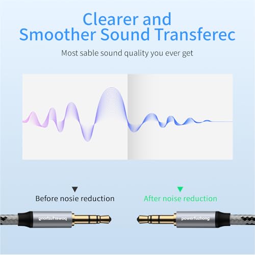 Aux Cable (9.9FT), [Copper Shell, Hi-Fi Sound] 3.5 mm Male to Male Braided Auxiliary Cord Compatible with Headphone, Smartphone, Home/Car Stereo, Speaker, Echo & More (9.9FT) - size: 9.9FT