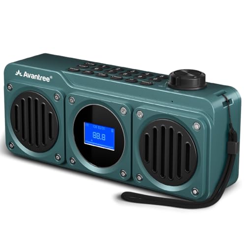 Avantree BoomByte - Portable FM Radio & Bluetooth Speaker with Stereo Sound | Long Rechargeable Playtime, Micro SD Card & USB Audio Input, MP3 Player, Metal Finish, Easy to Use, Blue - color: Blue