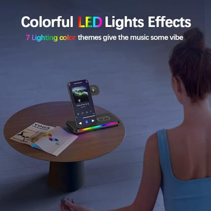 IHAO 3in1 Multifunctional Foldable Wireless Charging Station with LED Ambient Night Light Fast QC3.0 Charger for Phone, iWatch, Headphone Space-Saving Auto-Shutoff & Overcharge Protection-Black - color: 3in1 Wireless Charger K88 Black