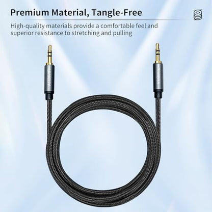 RIVIERA 10FT/3.0M Audio Cable 3.5mm 1/8" TRS to 3.5mm 1/8" TRS Braided Sheild Pure Copper Wire and 24K Gold Plated Low Noise Cable with Braided Nylon Jacket for Digital Players & Musical Instruments - color: Dual 1/8 TRS Black, size: 10FT/3.0M