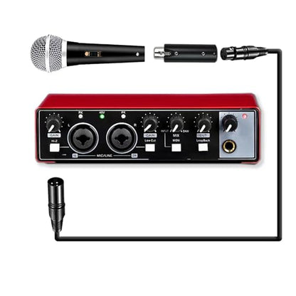 Professional +35dB in Line Microphone Preamp Booster for Dynamic Mics, Ultra Low Noise 48V Amplifier for Streaming & Vocal Recording