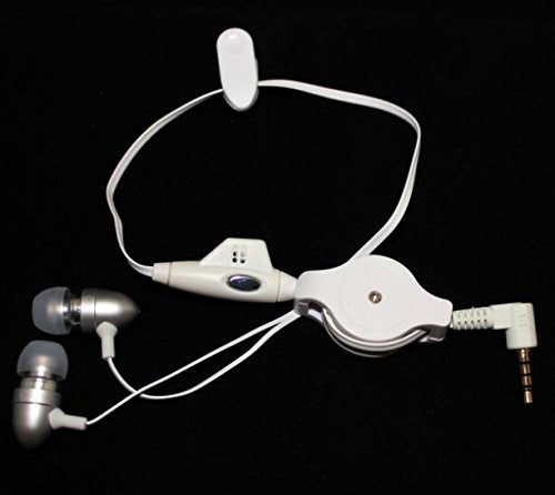 Retractable Headset Hands-Free Earphones w Mic Dual Metal Earbuds Headphones in-Ear Wired [3.5mm] [Silver] for Samsung Galaxy J3, J5, J7, Note 3 4 5, Edge, S5, S6, Edge, Edge+, S7, Edge
