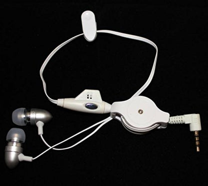 Retractable Headset Hands-Free Earphones w Mic Dual Metal Earbuds Headphones in-Ear Wired [3.5mm] [Silver] for Samsung Galaxy J3, J5, J7, Note 3 4 5, Edge, S5, S6, Edge, Edge+, S7, Edge