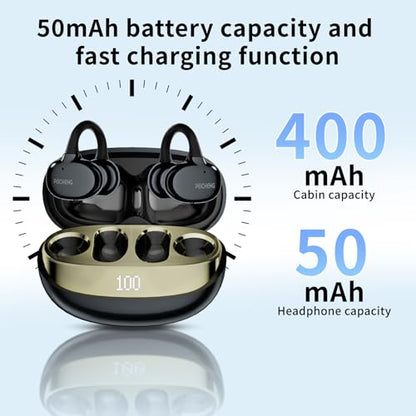 PEICHENG Earbuds Wireless Bluetooth Earphones, 5H Playback 50mAh+400mAh Power Case with Digital Display (Dark Grey) - color: Dark Grey