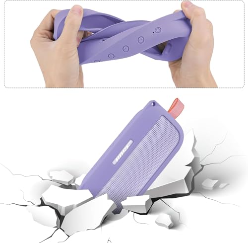 co2CREA Soft Silicone Case for Bose SoundLink Flex Bluetooth Speaker,Purple | Adjustable Shoulder Strap, Crossbody Carrying, Aluminum Carabiner, Lightweight - color: Purple Case