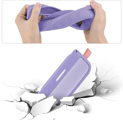 co2CREA Soft Silicone Case for Bose SoundLink Flex Bluetooth Speaker,Purple | Adjustable Shoulder Strap, Crossbody Carrying, Aluminum Carabiner, Lightweight - color: Purple Case
