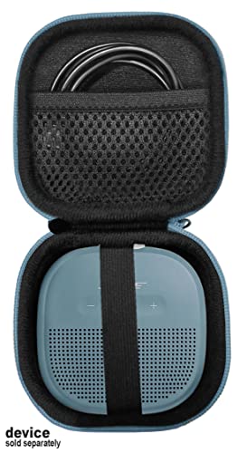 Feature Protective Case for Bose SoundLink Micro Bluetooth Speaker by WGear, Featured Design with mesh Pocket for Cable and Other Accessories, Elastic Strap to Secure Device (Stone Blue case) - color: Stone blue case