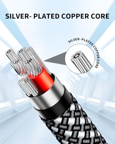3.5mm Aux Cable, Silver-Plated Wire Core Male to Male Cord for Headphones Car Home Stereos Speaker Compatible with iPhone iPad iPod Echo -16.4FT/5M - size: 5m/16.4FT