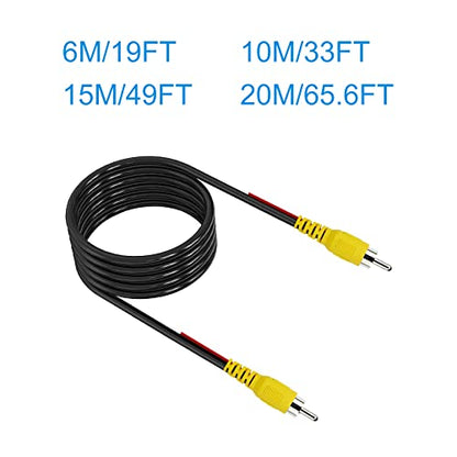 Upgraded Double Shielded RCA Backup Cam Extension Cable(20FT/6M). - size: 20 ft