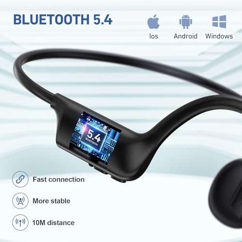 Bone Conduction Headphones Bluetooth 5.4 Wireless Earphones Open Ear Headphones with Mic, Sports Earphones IPX6 Waterproof Headset, 12H Playtime for Cycling, Hiking, Running, Driving