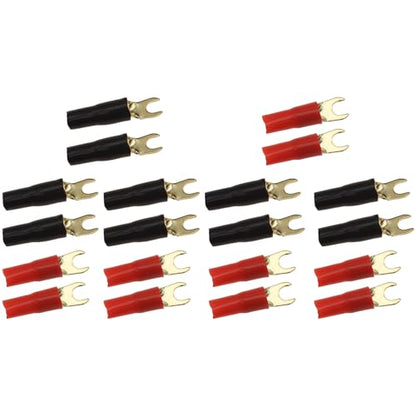 10 Pairs Wire Cable Terminal Plug 8GA Spade Terminal for Speaker Connectors Terminal Plug (Black, Red)