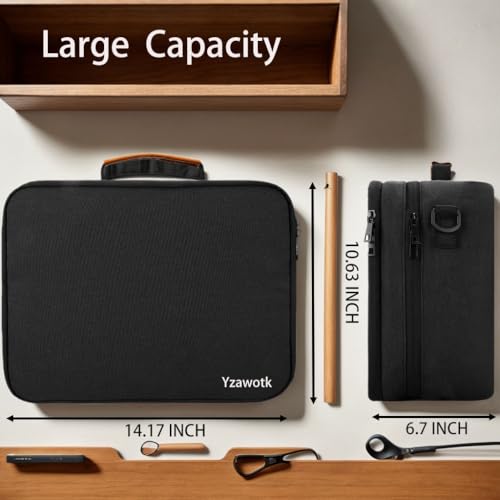 Extra Large Electronics Organizer Travel Case, Cable Organizer Bag with Shoulder Strap, Electronics Accessories Storage Double Layer Bags for Cord, Tablet, Headphone, Charger, Tools, DJ Gifts-Black