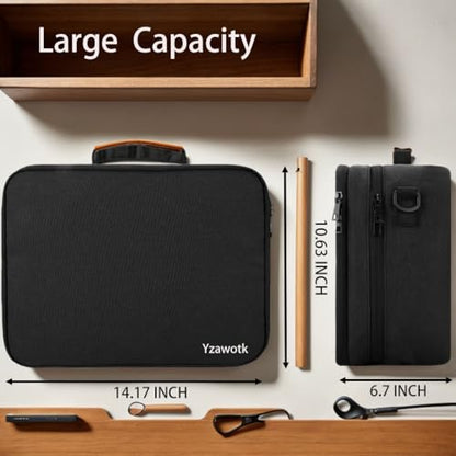 Extra Large Electronics Organizer Travel Case, Cable Organizer Bag with Shoulder Strap, Electronics Accessories Storage Double Layer Bags for Cord, Tablet, Headphone, Charger, Tools, DJ Gifts-Black