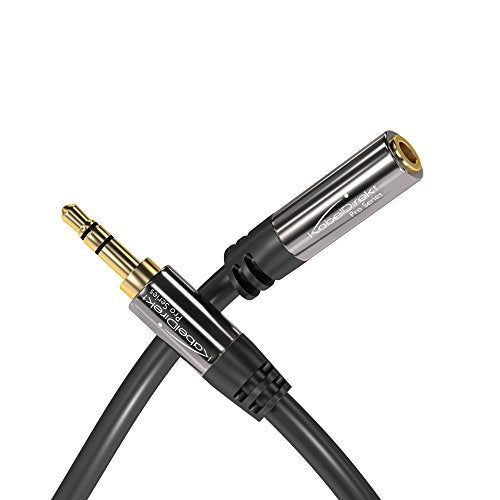 KabelDirekt – Headphone 3.5mm Extension Lead Cable – 20ft | Aux audio cable, male jack plug/female jack, practically break-proof metal casing, perfect for headphones, black - size: 20 feet