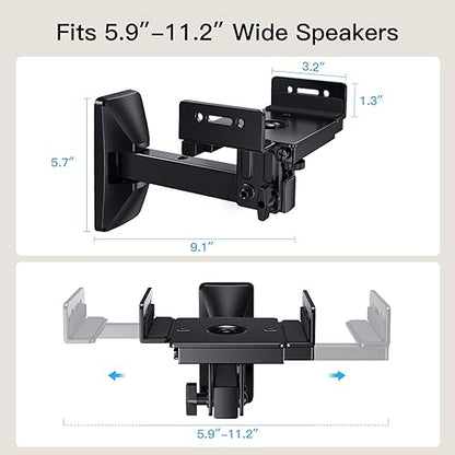 Pipishell Speaker Wall Mounts, Dual Side Clamping Bookshelf Mounting Bracket, Speaker Mounts for Surround Sound, Bookshelf Speakers up to 55 lbs, 1 Pair