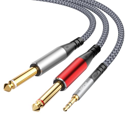 Tisino 3.5mm to 1/4" Adapter Stereo(L/R) Audio Splitter Cable, 3.3FT/1m | 1/8" to 1/4" Stereo Cable for Smartphone, Mixer, Amp, Gold-Plated Shielded HiFi Audio Y-Cable - size: 3.3 ft