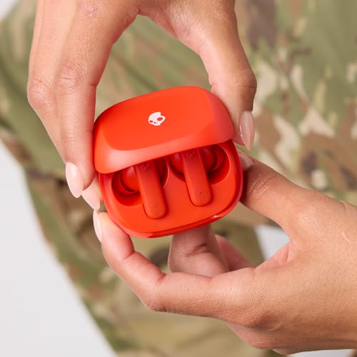 Skullcandy Smokin’ Buds Wireless Noise Isolating Earbuds - Flame | In-Ear Fit, Bluetooth, 20 Hours Battery, IPX4 Sweat and Water Resistant, Microphone for iPhone Android, Commuting, Studying - color: Flame
