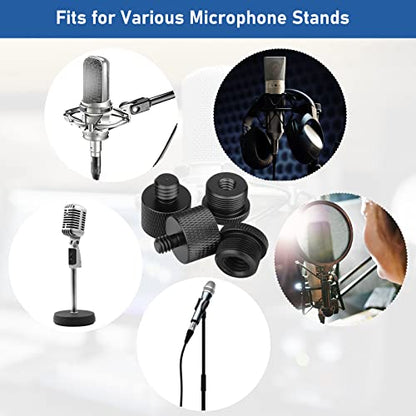 Mic Stand Adapter Set,8 Pcs Mic Thread Adapters-5/8 Female to 3/8 Male and 3/8 Female to 5/8 Male, 5/8 Female to 1/4 Male and 1/4 Female to 5/8 Male-Screw Adapter for Microphone Stand Mic Boom Arm - color: Black