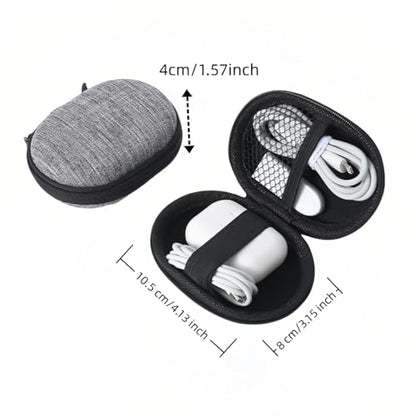 Chinshwehaw Electronic Accessories Organizer Bag: EVA Hard Shell Shockproof, Hard Shell Tech Organizer Case - Water Resistant Travel Storage for Cables Charger Earphones USB SD Card (Oval) - style: Oval