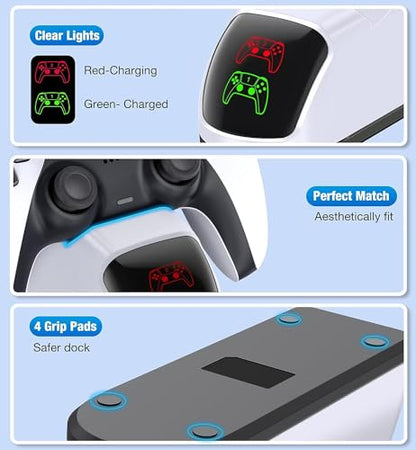 for PS5 Controller Charging Station, for PlayStation 5 Dualsense Charger - color: White