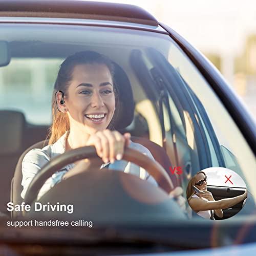 Wireless Headset Earpiece Headphone Handsfree Call Earpiece Noise Cancelling Earbud Headsets Long Standby Time Earphone Compatible with Smart Cell Phones Trucker Car Driver Business Office Men Women - color: Grey