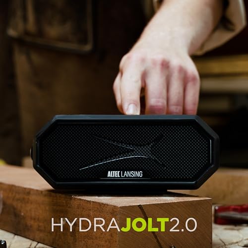 Altec Lansing Magnetic Bluetooth Speaker HYDRAJOLT 2.0, Waterproof IP67, 12W Output Power, 16H Battery, Multicolor LED, 100ft Wireless Range, Voice Assistant, USB-C Quick Charge - color: Black