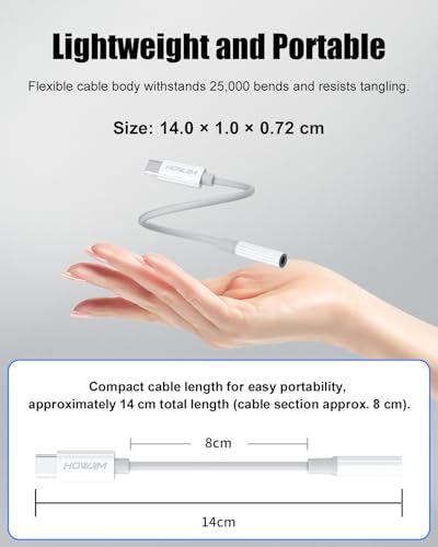 USB C to 3.5mm Headphone Jack Adapter 2PCS,USB C to Aux Audio Dongle - color: White 2P