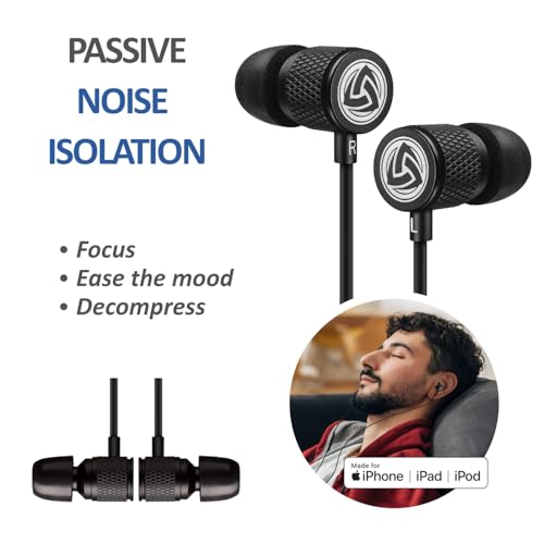 LUDOS Ultra iPhone Wired Headphones Earbuds Earphones with Lightning Connector Apple MFi Certified, 5 Years Warranty, for iPhone 14 13 12 11 Pro Max X XS XR 8 7 Plus with Microphone Control - Black - color: Black, style: Lightning
