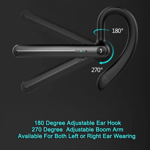 IHAO Single Ear Wireless Bluetooth Earphone Noise Cancelling Stereo Dual HD Mic Headphone Earpiece 16Hrs Hands-Free Calling in-Ear Headset Painless Firm Wear for Driving/Business/Office/Trucker - color: Black Gray