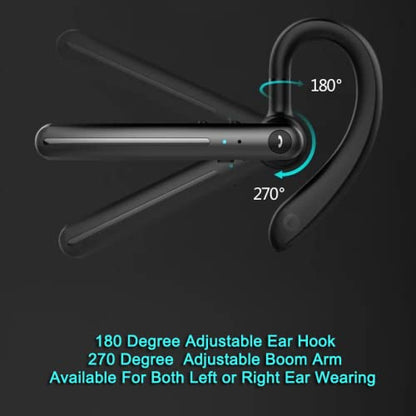 IHAO Single Ear Wireless Bluetooth Earphone Noise Cancelling Stereo Dual HD Mic Headphone Earpiece 16Hrs Hands-Free Calling in-Ear Headset Painless Firm Wear for Driving/Business/Office/Trucker - color: Black Gray